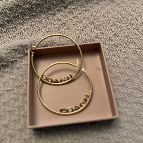 Coach Gold Logo Hoop Earrings - Picture 2 of 3